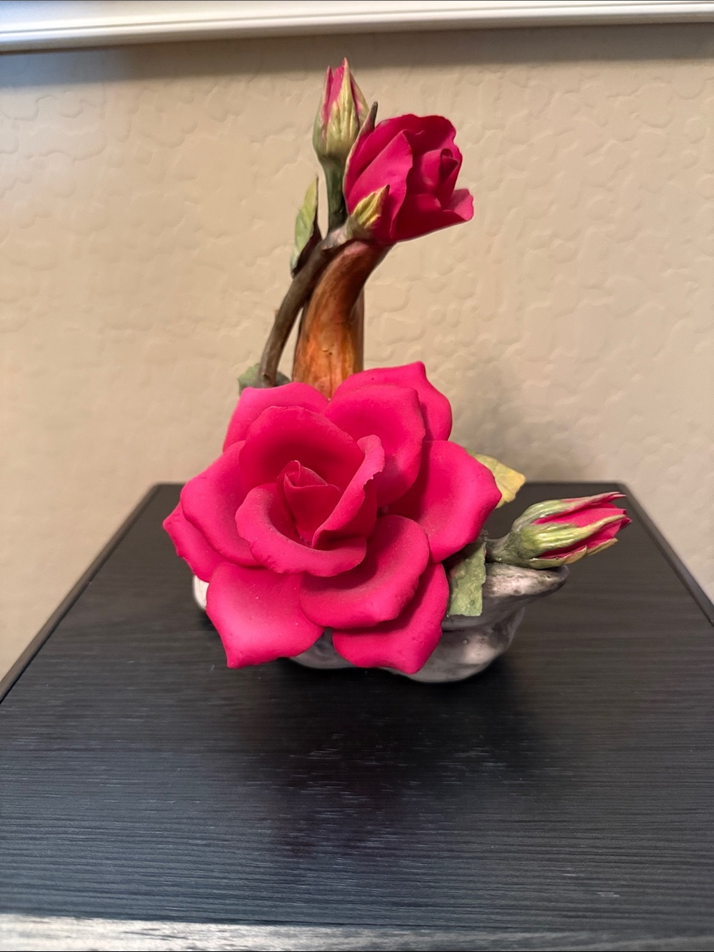 Handcrafted Pink Rose Sculpture